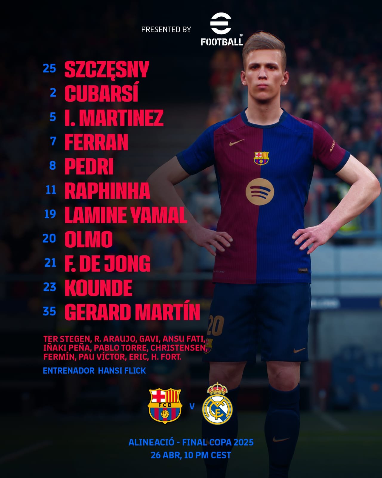 جنون كرة القدم يبدأ الآن! برشلونة وريال مدريد في نهائي الكأس.. ترقبوا الأهداف! تشكيلة برشلونة
